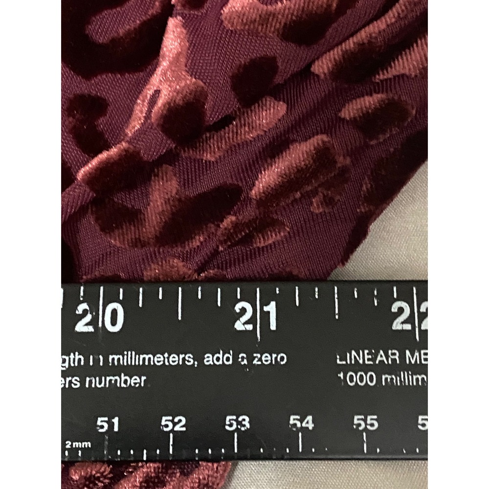 Siren Lily Blouse Women 2X Burgundy Mob Wife Burnout Velvet Leopard - Picture 6 of 9